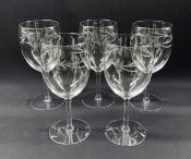 1960s Platinum Trimmed Crystal Wine Glasses