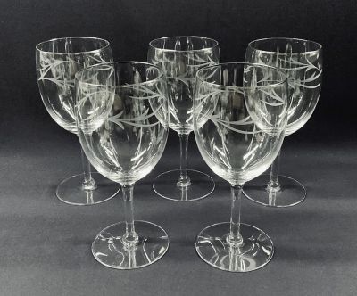 1960s Platinum Trimmed Crystal Wine Glasses