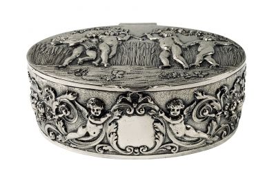 800 Fine Silver Jewellery Box With Putti