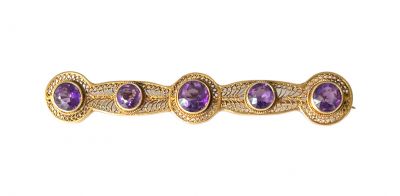 Antique Amethyst Bar Brooch