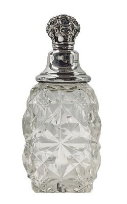 Antique Cut Crystal & Sterling Silver Perfume Bottle 