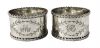 Antique English Sterling Napkin Rings Dated 1913