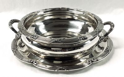 Antique French Silver Serving Dish & Stand circa 1890 Jean Baptiste Francois of Paris 