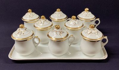 Antique Paris Porcelain Pot de Crème Set