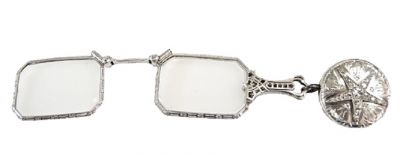 Antique Platinum, White Gold And Diamond Lornette