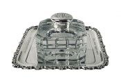 Antique Tiffany & Co. Cut Glass and Silver Plate Inkwell