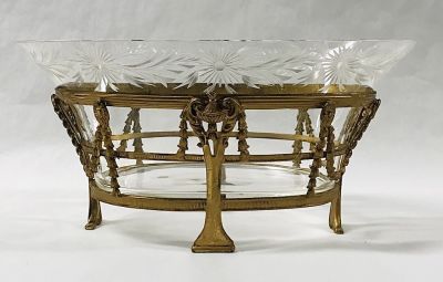 Antique Wheel Cut Glass And Gilt Metal Bowl, circa 1900-10