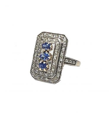 Art Deco Inspired Sapphire and Diamond Ring