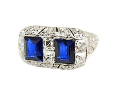 Art Deco Toi et Moi Sapphire and Diamond Ring
