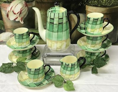 Art Deco Crown Staffordshire Coffee Set