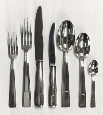 Art Deco French Silver Plate Flatware Set For 12