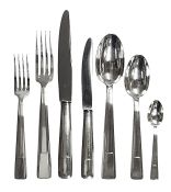 Art Deco French Silver Plate Flatware Set For 12
