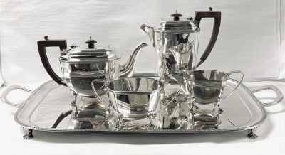 Art Deco Mappin & Webb Sterling Silver Tea Set Dated 1929-31