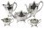Art Nouveau Design English Sterling Silver 5 Piece Tea Set