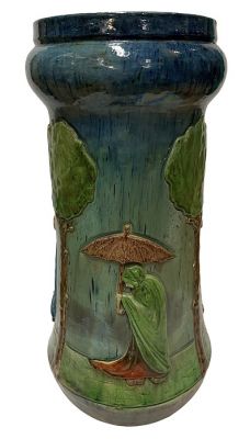 Art Nouveau Earthenware Umbrella Stand, Belgium circa 1900
