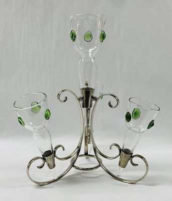 Arts & Crafts Art Glass & Silver Plate Epergne 