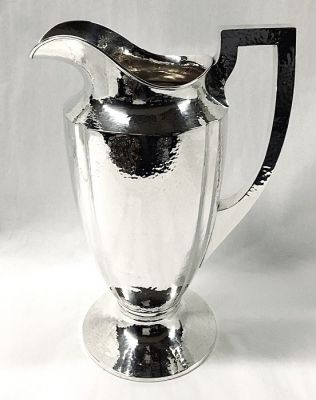 Arts & Crafts Lebolt & Co. Hammered Sterling Silver Water Pitcher
