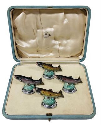 Asprey Cold Painted Fish Place Card Holders