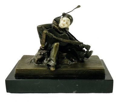 Austrian Bronze Of A Harlequin Signed Titze