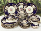 Aynsley Aristocrat Cobalt Blue Dinner Service For 12