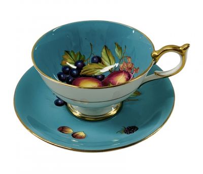 Aynsley Fruit Teacup & Saucer, Signed D. Jones