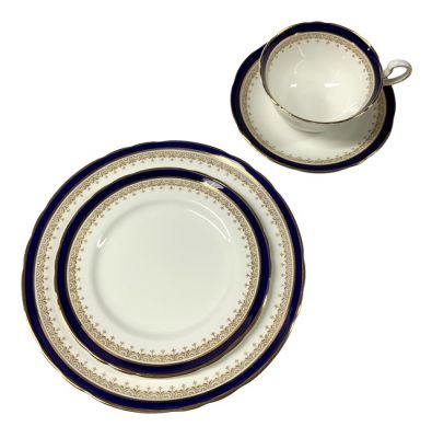 Aynsley Wendover Cobalt Blue Pattern Luncheon Set