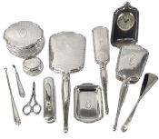 Birks Sterling Silver 12 Piece Dresser Set Engraved Iris