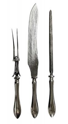 Birks Sterling Silver Tudor Wreath 3 Pc Carving Set
