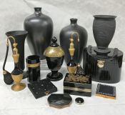 Black & Gold Vases, Perfume Bottles & Compacts