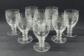 Bohemia Crystal-Crystalex Thistle Pattern Footed Glasses