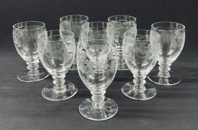 Bohemia Crystal-Crystalex Thistle Pattern Footed Glasses