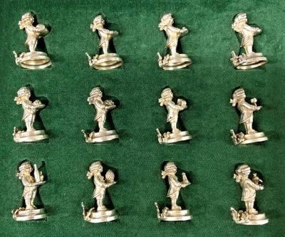 Boxed Set Of 12 Figural Sterling Silver Butler Place Card Holders