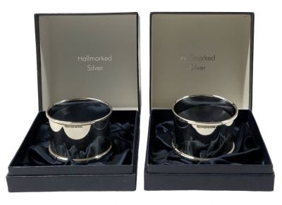 Boxed Sterling Silver Napkin Rings, Queen Elizabeth’s Golden Jubilee Year