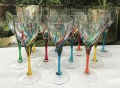 CC Zecchin Murano Hand Painted Wine Glasses