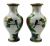 Chinese Cloisonné Vases With Chrysanthemums & Cherry Blossoms 