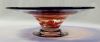 Cobalt Blue & Red Swirl Glass Pedestal Bowl