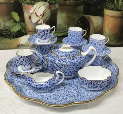 Copeland Spode & Sarreguemines Blue Chintz Dejeuner Set
