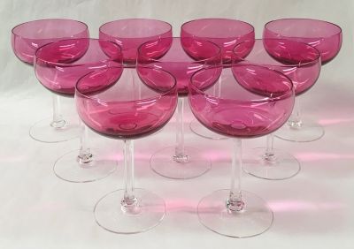 Cranberry Glass Champagne Coupes