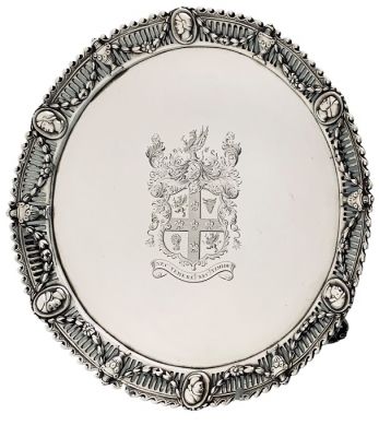 Crested Sterling Silver Waiter, Richard Rugg I Dated 1772