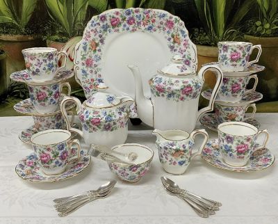 Crown Staffordshire Springtime Coffee Set