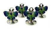 Edwardian Enamelled Sterling Silver Butterfly Place Card Holders Dated 1910