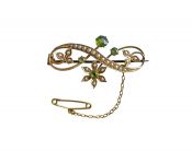 Edwardian Peridot and Seed Pearl Brooch