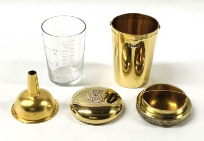 Edwardian Silver Gilt Cased Traveling Shot Glass 