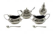 Edwardian Sterling Silver Condiment Set Dated 1901