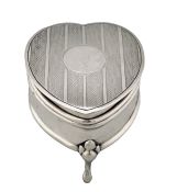 Edwardian Sterling Silver Heart Shaped Jewellery Box
