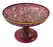 Enamelled Cranberry Lobmeyr Pedestal Dish