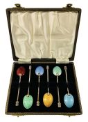 English Art Deco Enamelled Coffee Spoons 