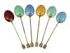 English Art Deco Enamelled Coffee Spoons 
