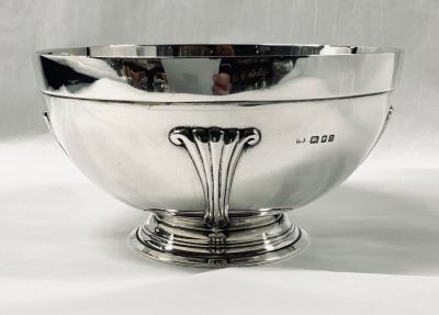 English Art Deco Sterling Silver Bowl Dated 1928