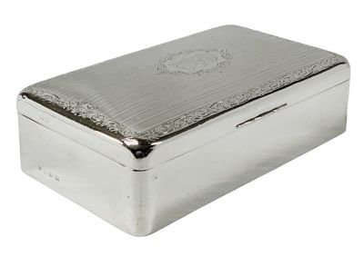 English Art Deco Sterling Silver Box Dated 1929